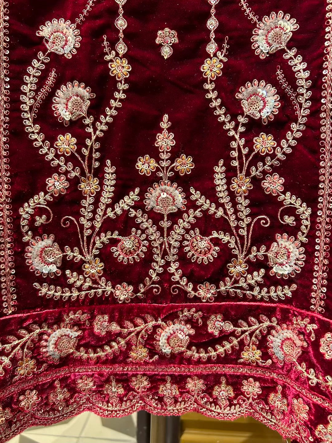 Feroza-e-Velvet Suit (Wine)