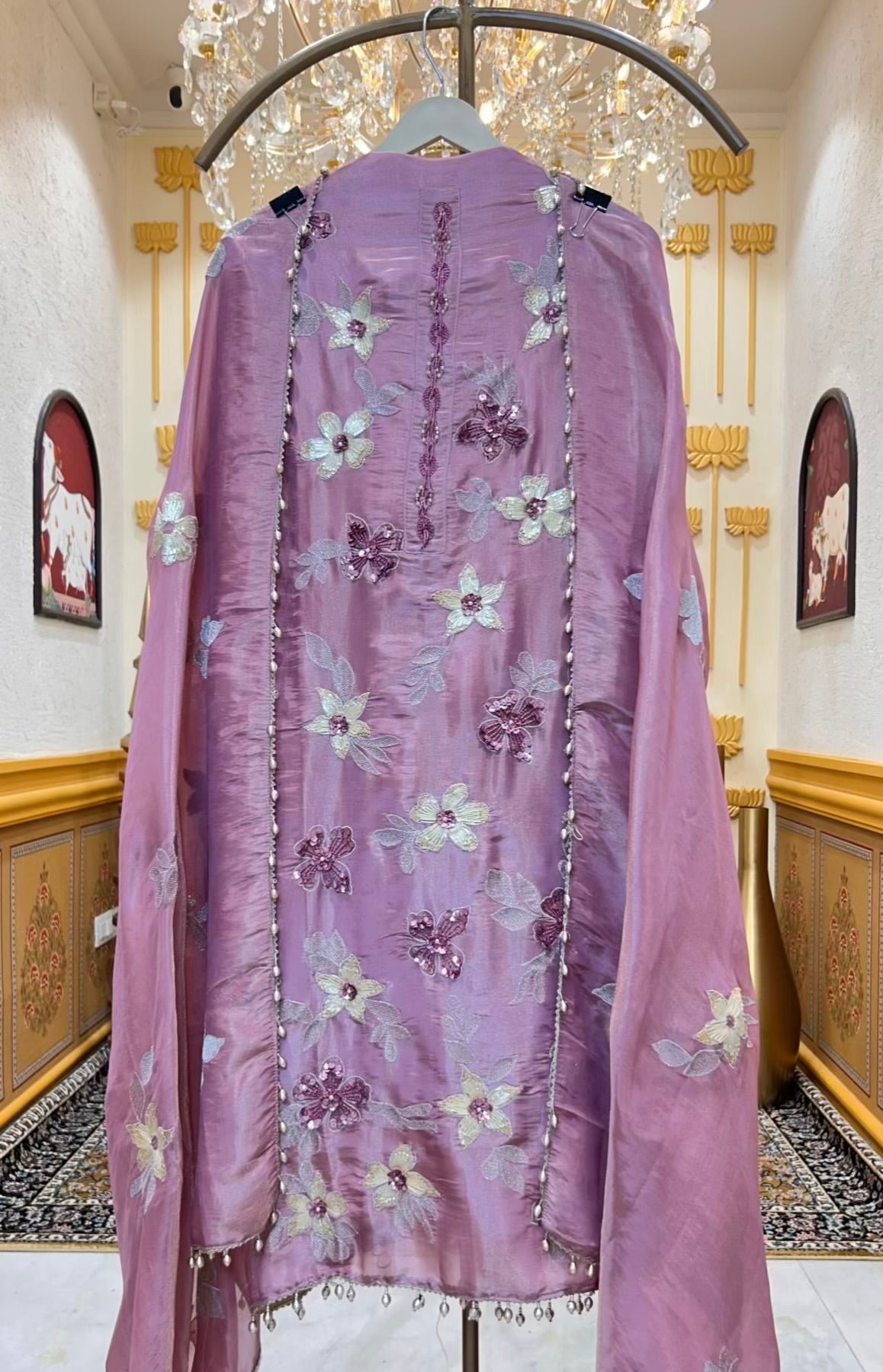 Rehma Gota Shimmer Suit (Pink)
