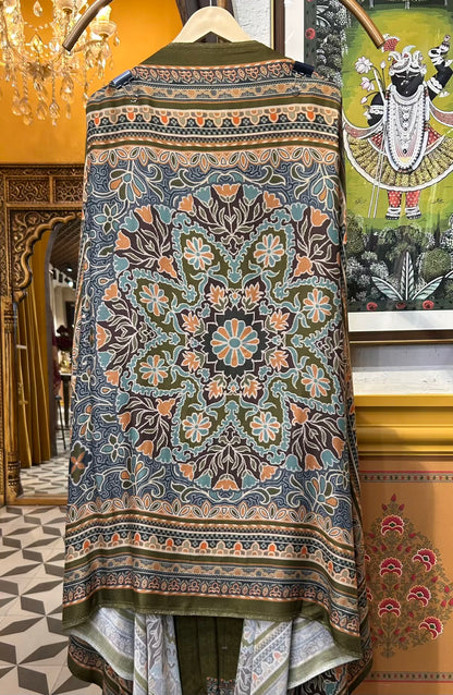 Siyana Pashmina Suit (Olive Green)