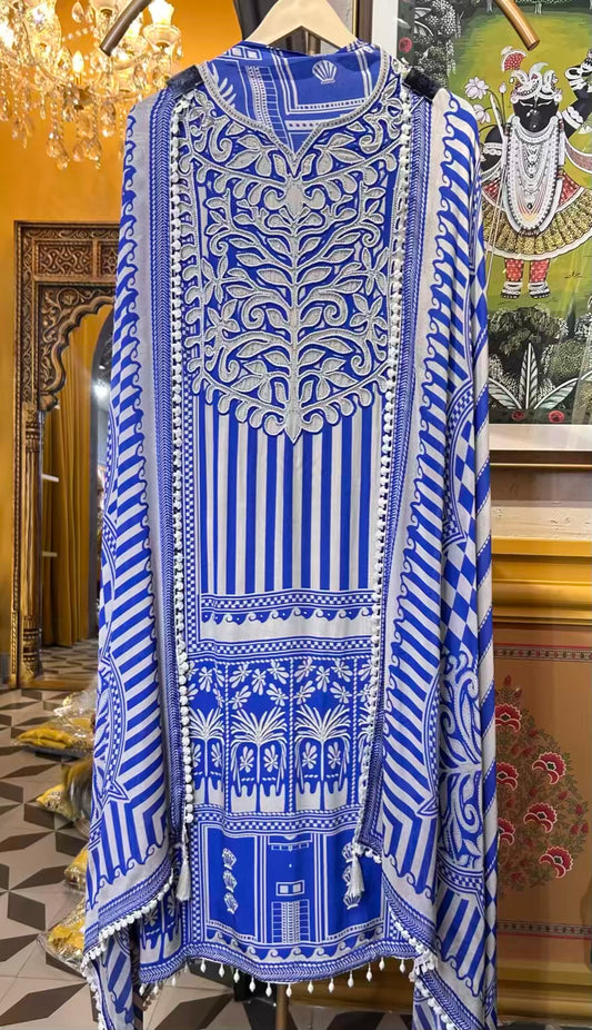 Sajawat Crêpe Suit (Blue)