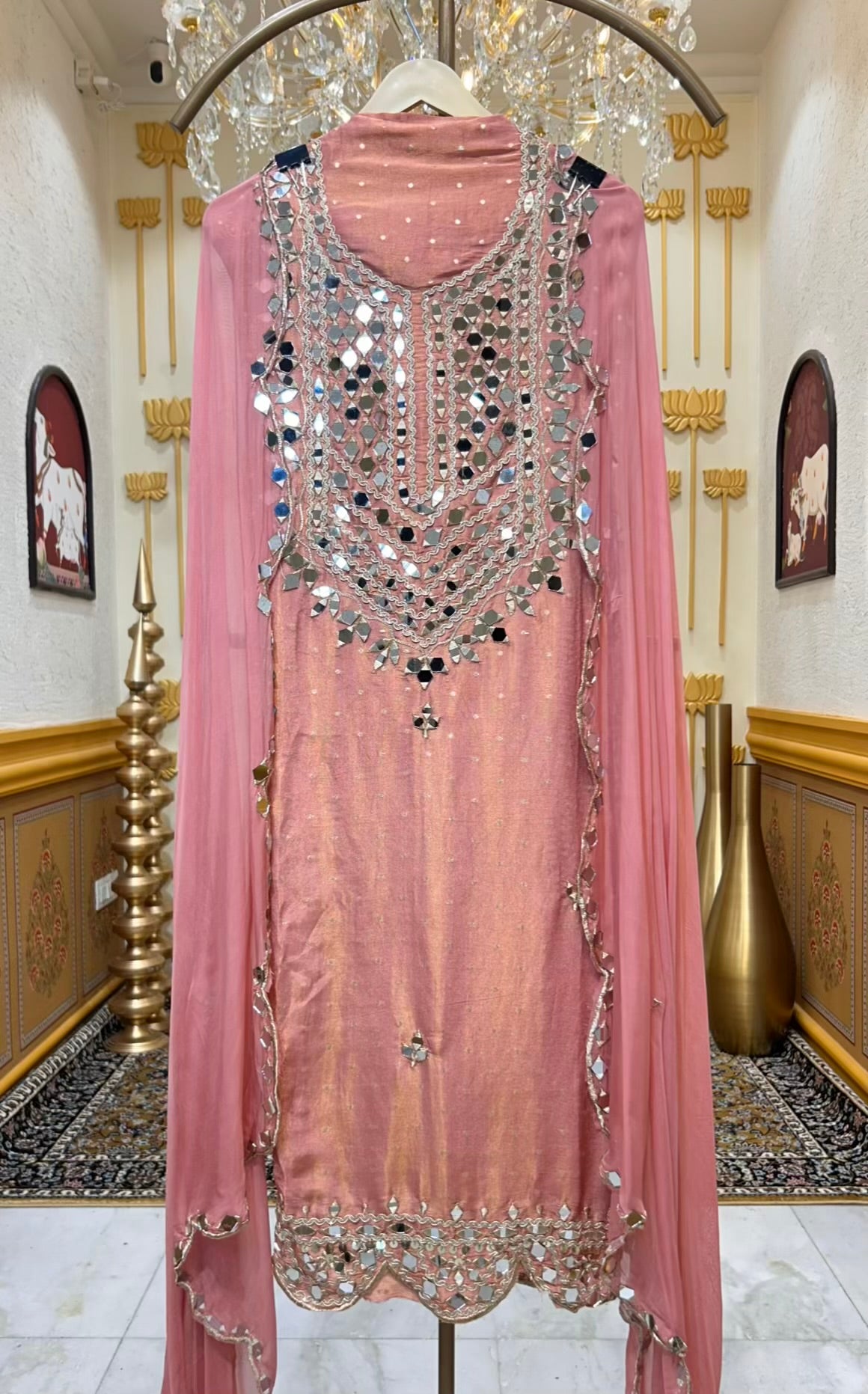 Zarfeena Aaina Suit (Peach)