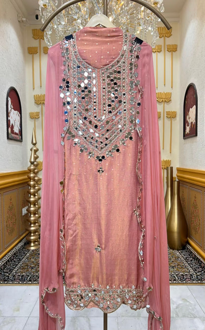 Zarfeena Aaina Suit (Peach)
