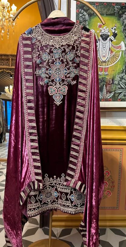 Zohraé-Velvet Suit (Wine)