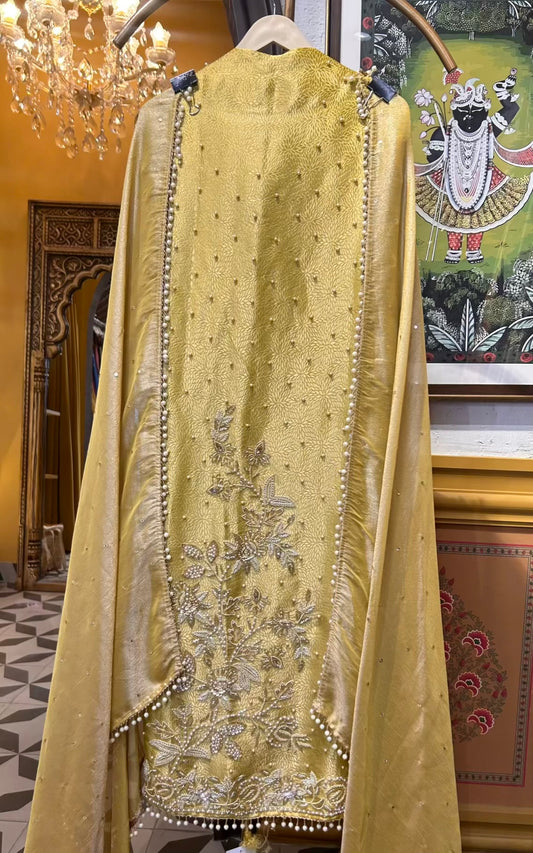 Zarehni Brocade Suit (Yellow)