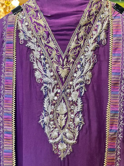 Falakzaar Organza Suit (Purple)