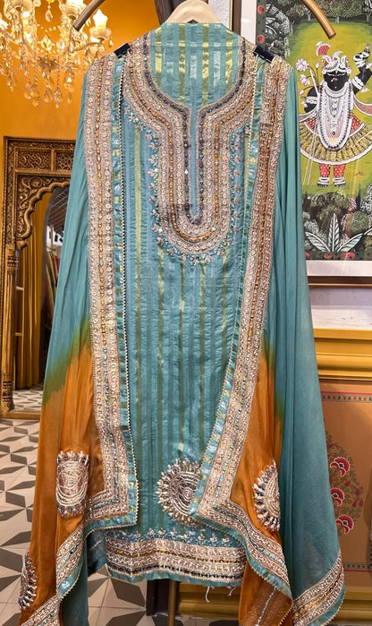 Arzoo Organza Suit (Blue)