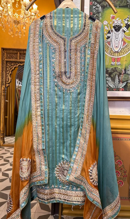 Arzoo Organza Suit (Blue)