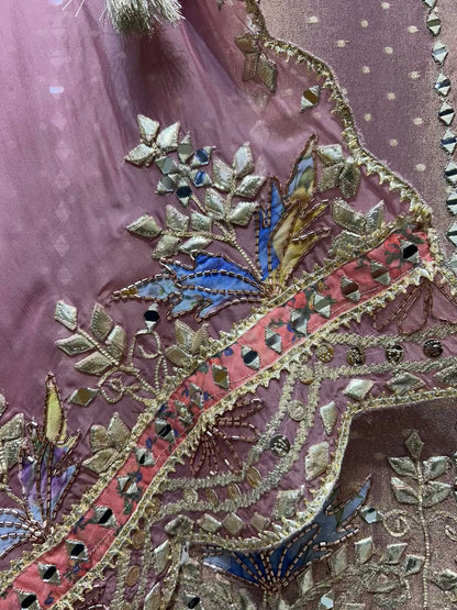 Ruhmehar Gota Aaina Suit (Pink)