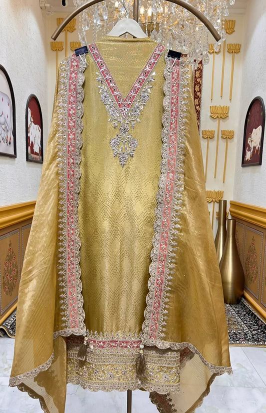 Sarvini Shimmer Bloom Suit (Mustard)