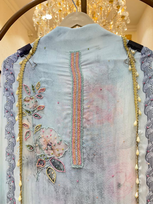 Sia Printed Organza Suit