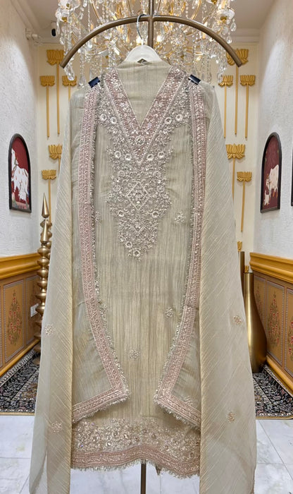 Zarifa Kinari Veil Suit (Pista Green)