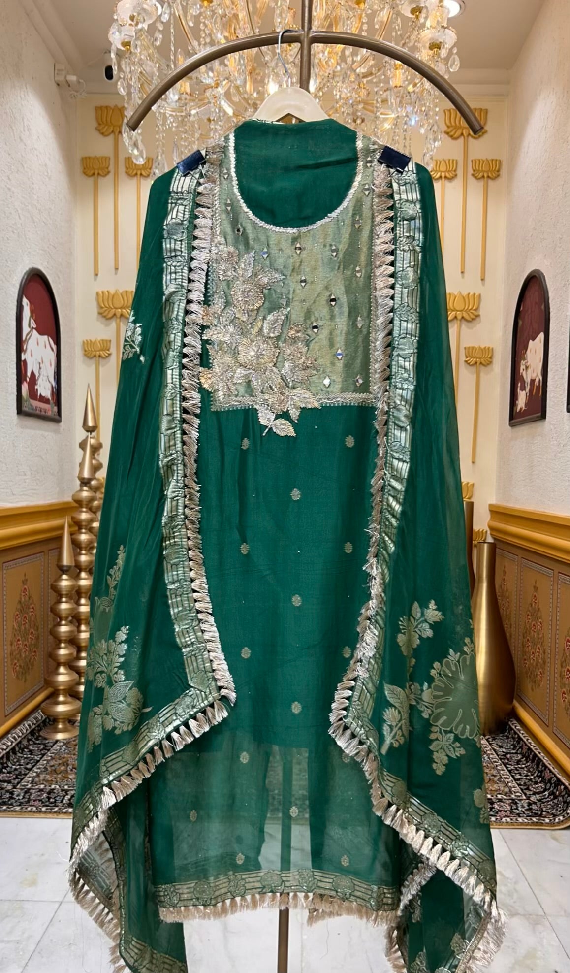Shahvira Gota Mahal Suit (Green)