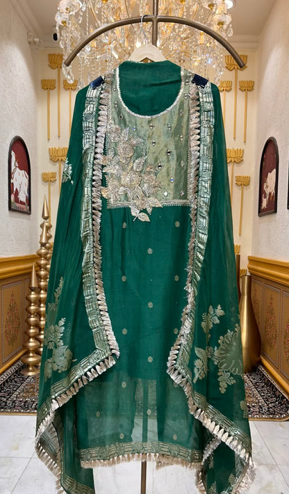 Shahvira Gota Mahal Suit (Green)
