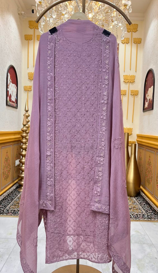 Husna Sequin Bloom Suit (Lavender)