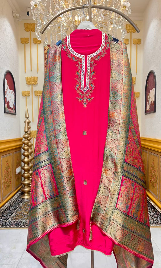 Sahira Silk Noor Suit (Magenta)