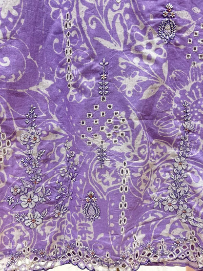Aafiya Cotton Veil Suit (Light Purple)