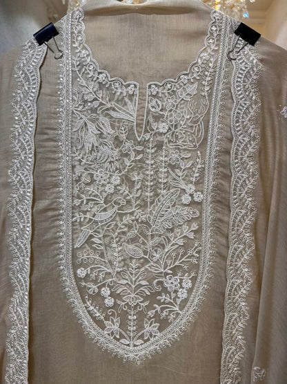 Ishara Mul Chanderi Suit (Beige)