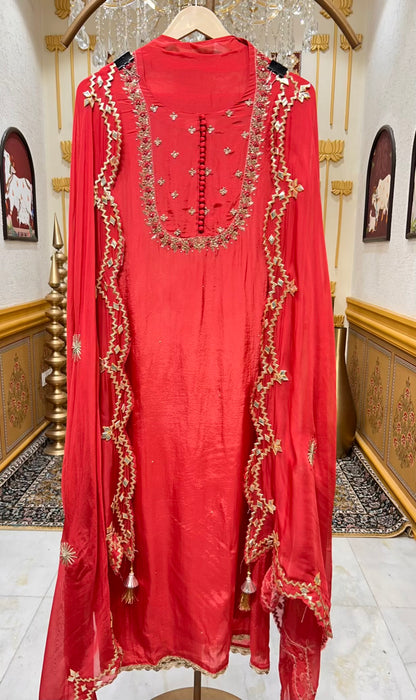 Elina Silk Organza Suit (Pink)