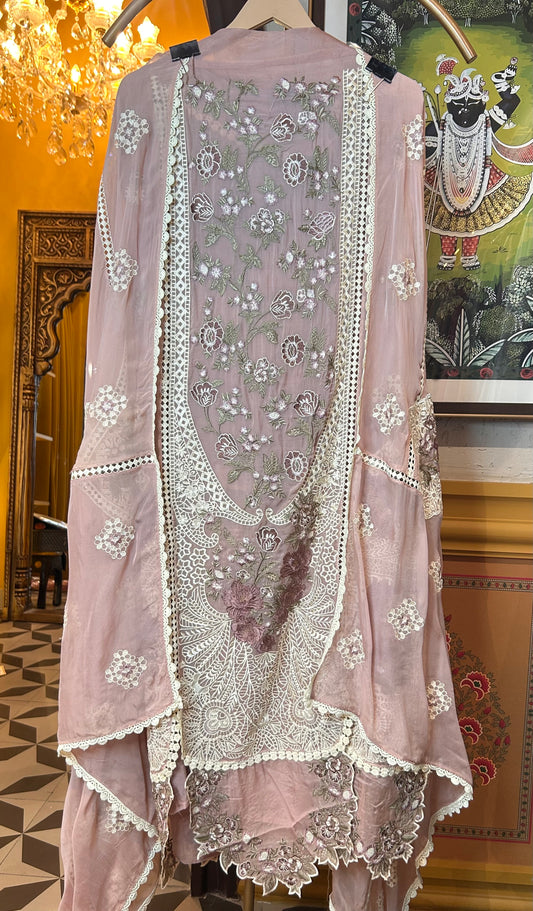 Zohira Organza Suit (Pink)