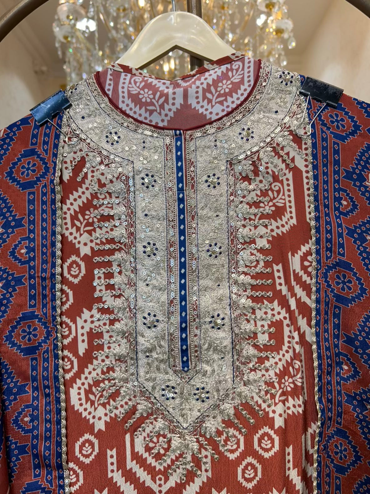 Aavira Sehra Silk Suit (Rust)