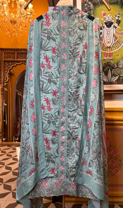 Ruhzaan Pashmina Suit (Blue)