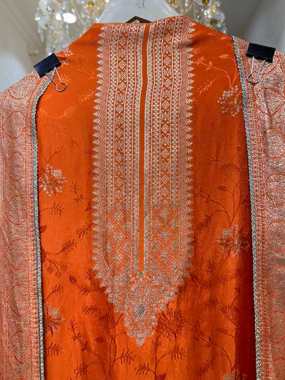 Elira Banarasi Loom Suit (Orange)