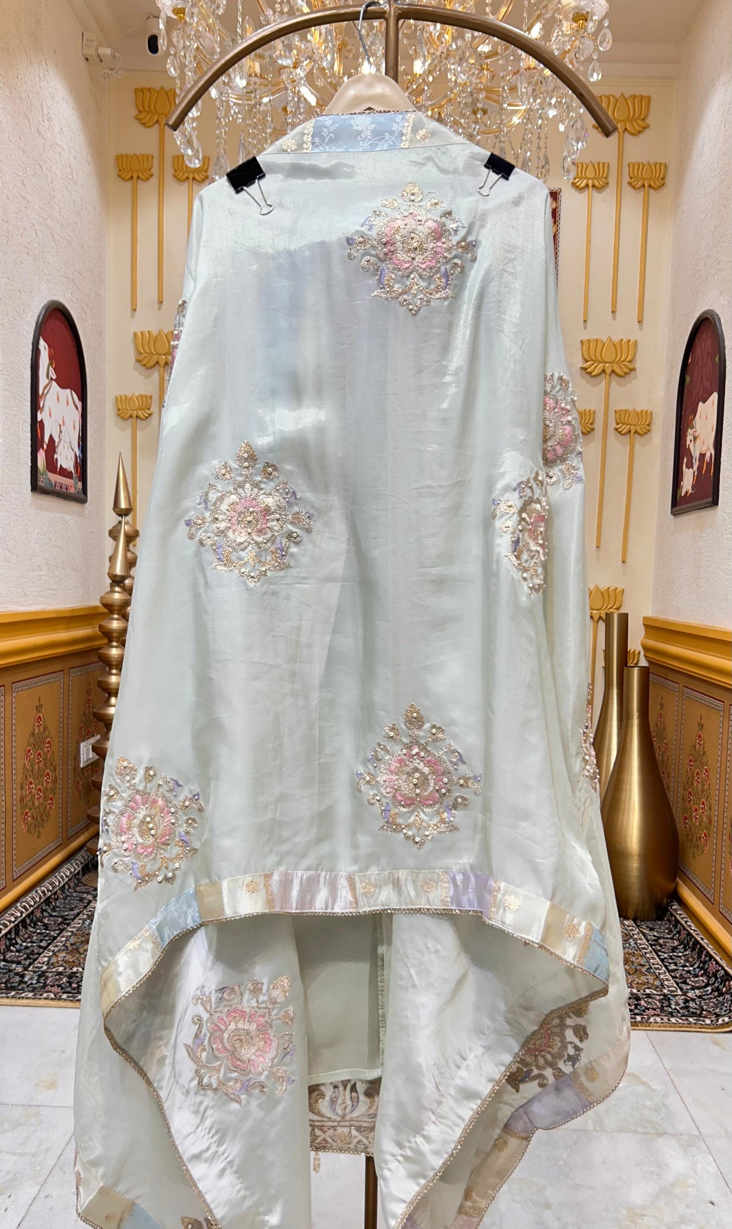 Mehraz Zari Glow Suit (Pista Green)