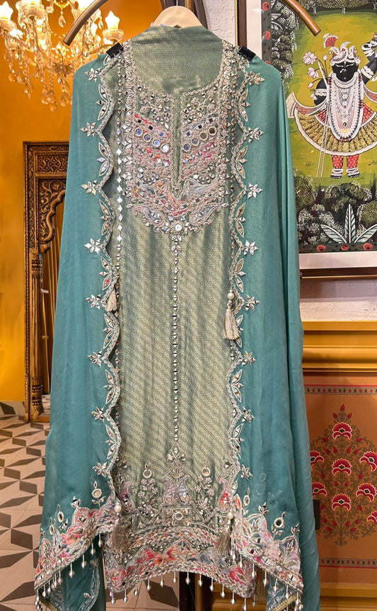 Falaknaaz Organza Suit (Powder Blue)