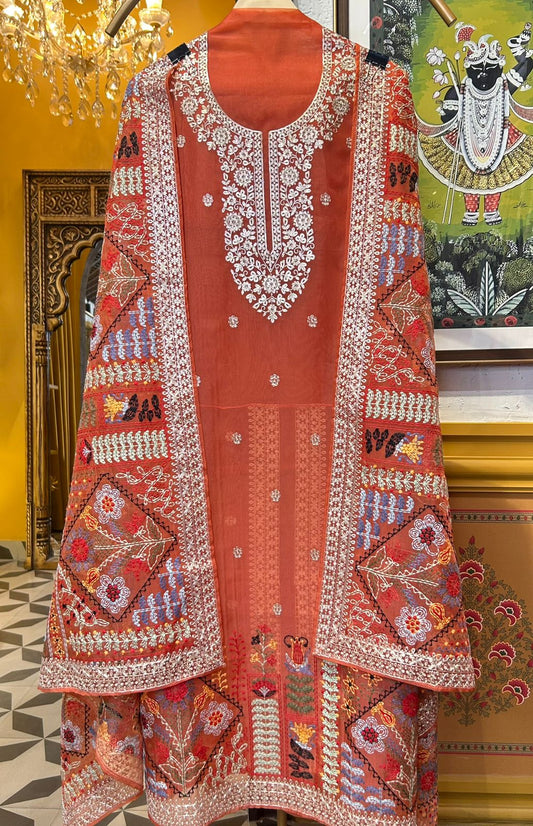 Zuranaya Organza Suit (Rust)