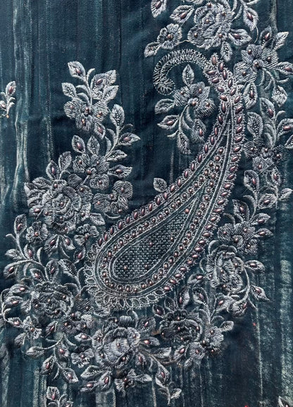 Afsar-E-Velvet Suit (Peacock Blue)