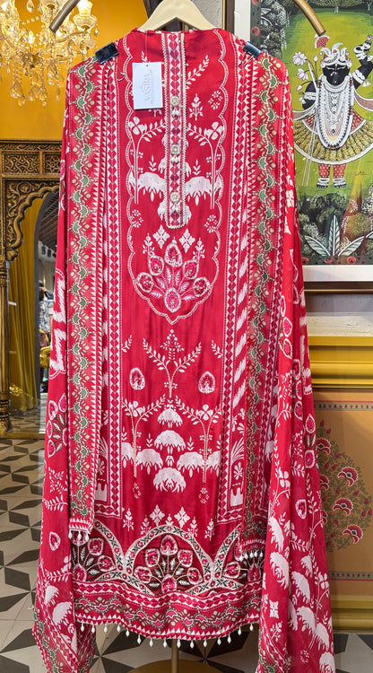 Sahiba Silk Organza Suit (Red)