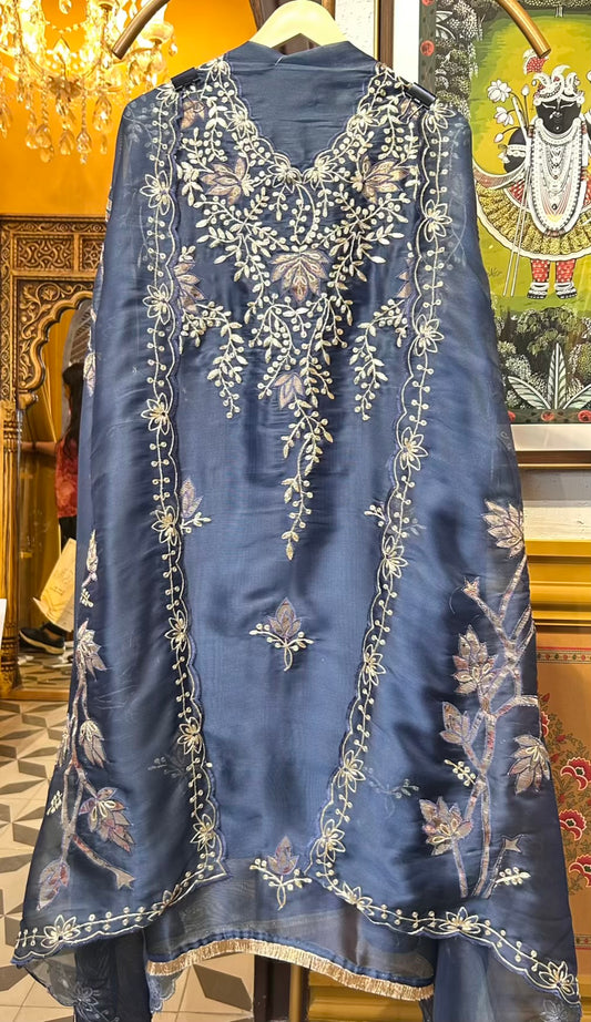 Tavira Organza Suit (Peacock Blue)