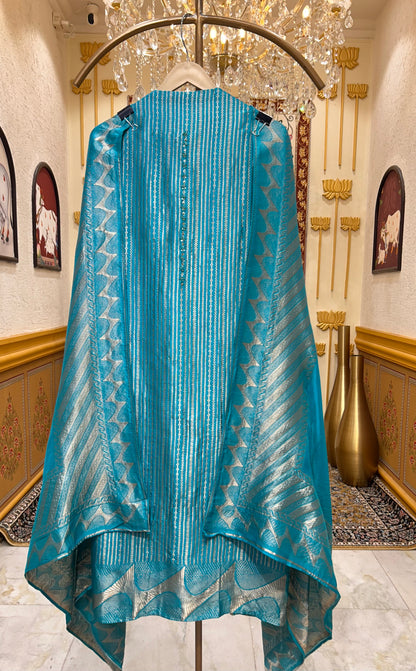 Ishira Banarasi Weave Noor (Sky Blue)
