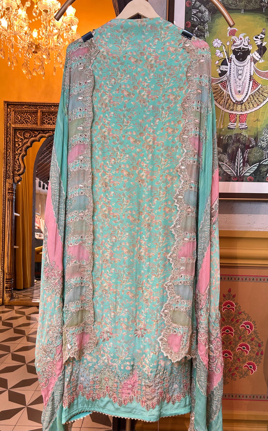 Ruqayya Crepe Suit (Green)