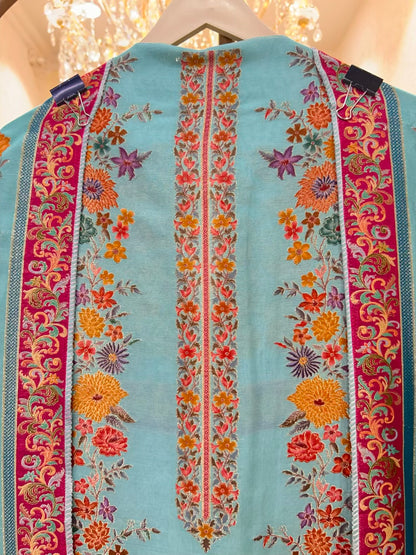 Eshira Silk Printed Suit (Sea Green)