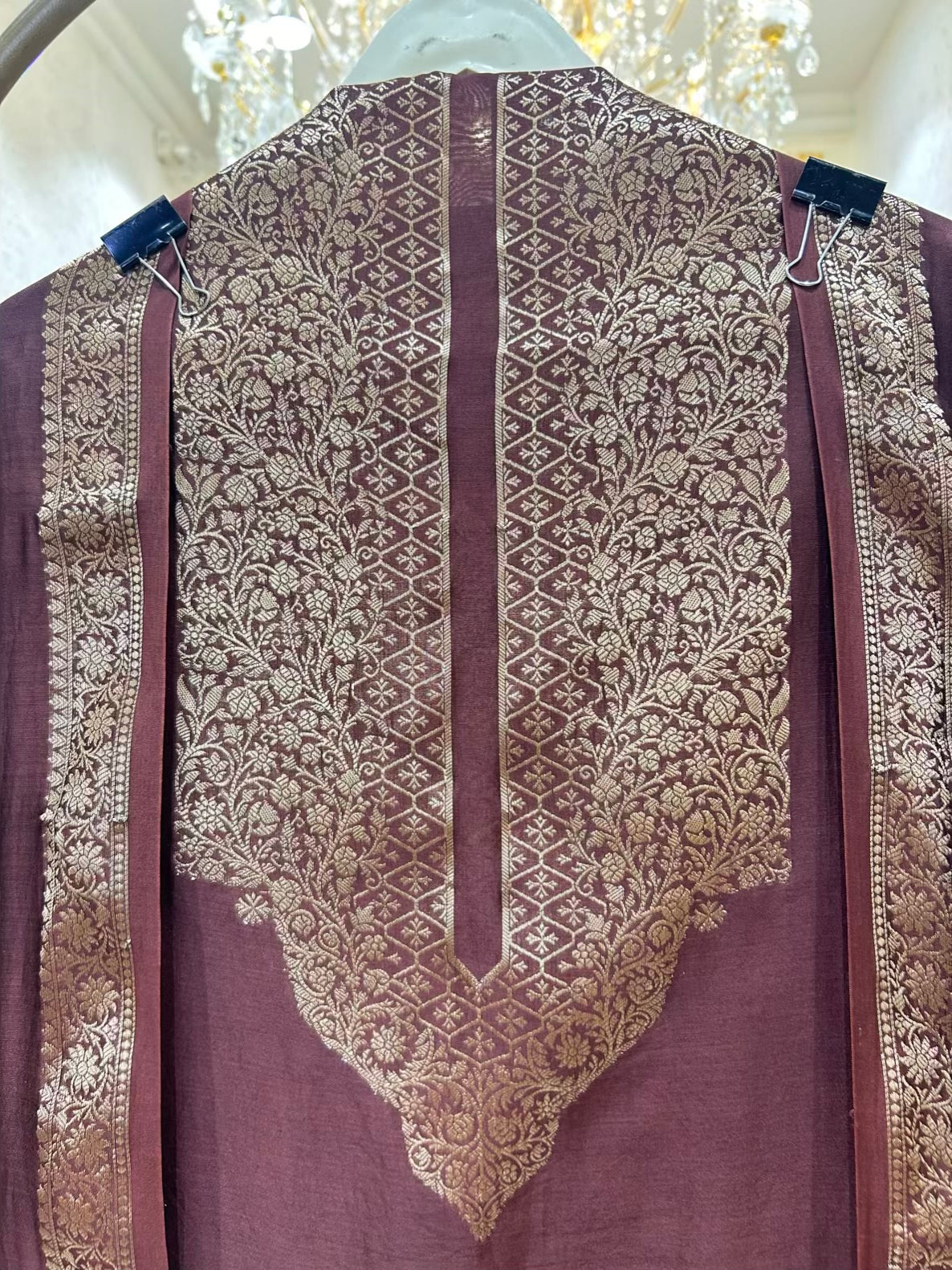 Iraaya Loom Chanderi Grace Suit (Dark Brown)
