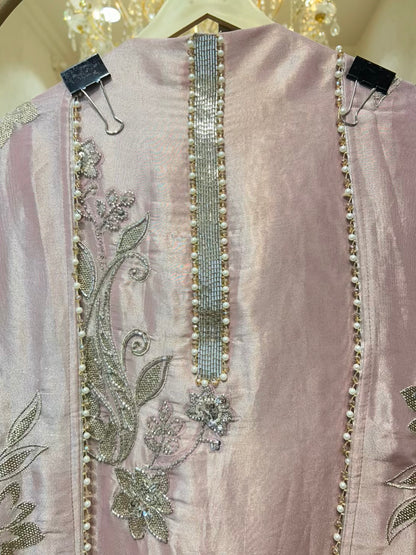 Zehraani Haathkaar Organza Suit (Peach)