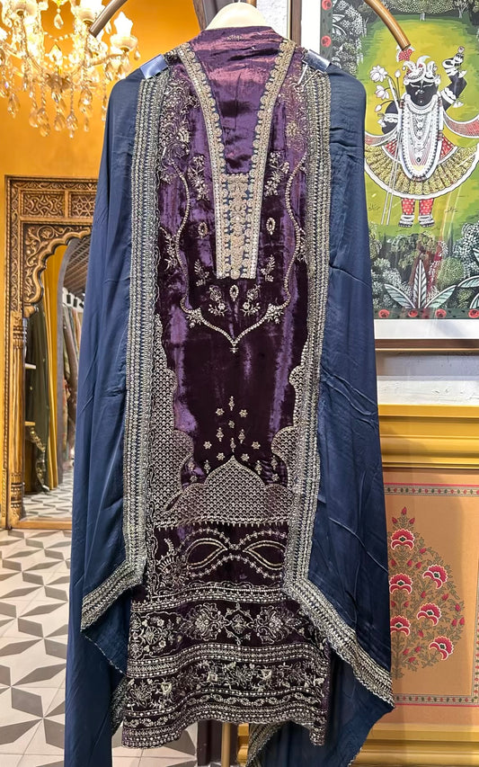 Inaya-é-Velvet Suit (Purple)