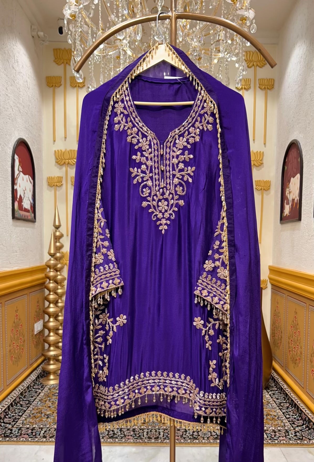 Elina Chinon Handwork Sharara Set (Purple)