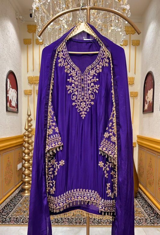 Elina Chinon Handwork Sharara Set (Purple)