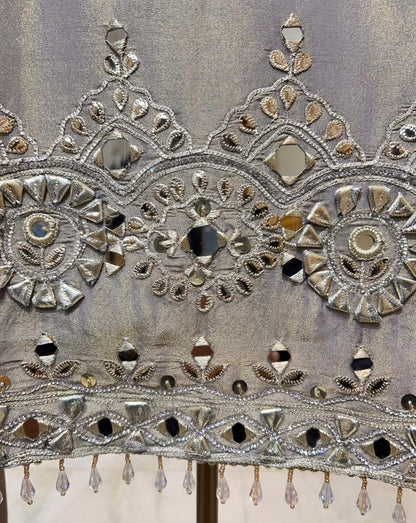 Ruhmehar Sheesha Patti Suit (Silver Grey)
