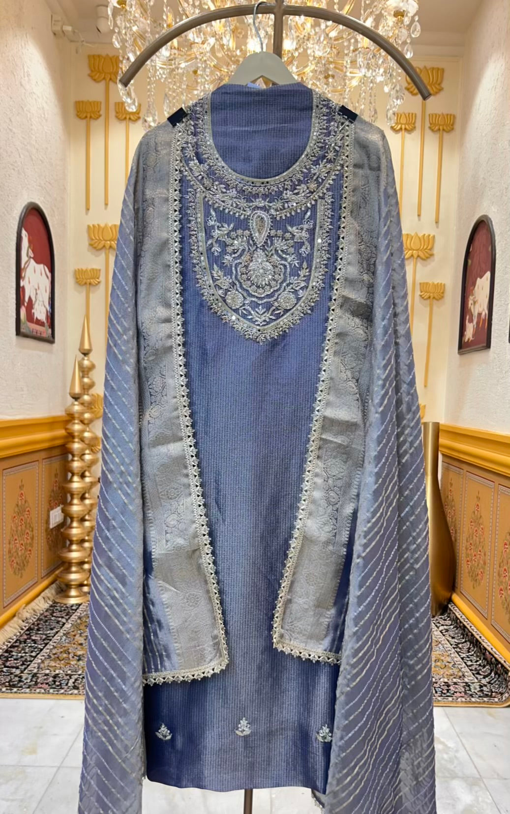 Afsara Banarasi Noor Suit (Blue)