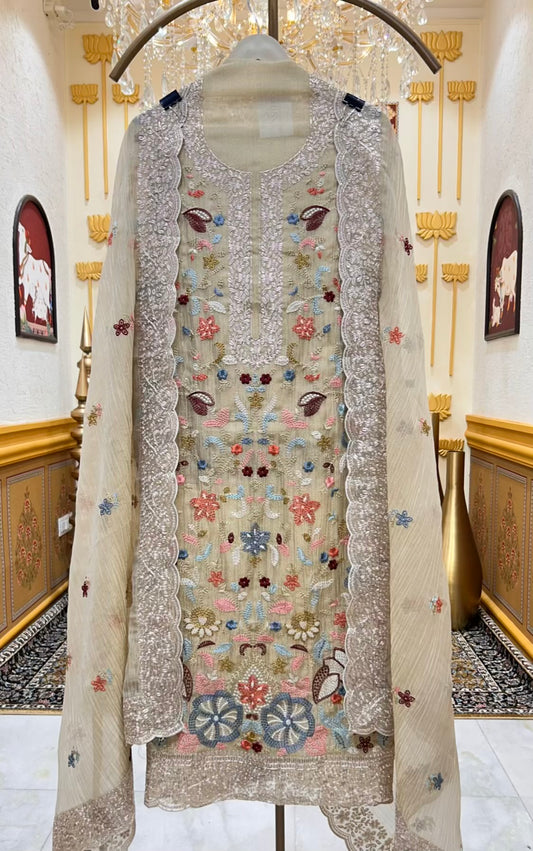 Naazira Resham Zari Suit (Beige)