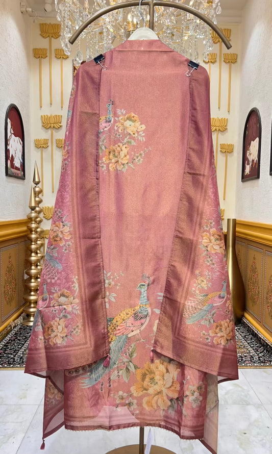 Aynara Printed Organza Suit (Pink)