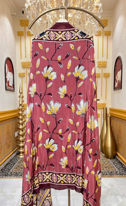 Meheriya Print Veil Suit (Brown)