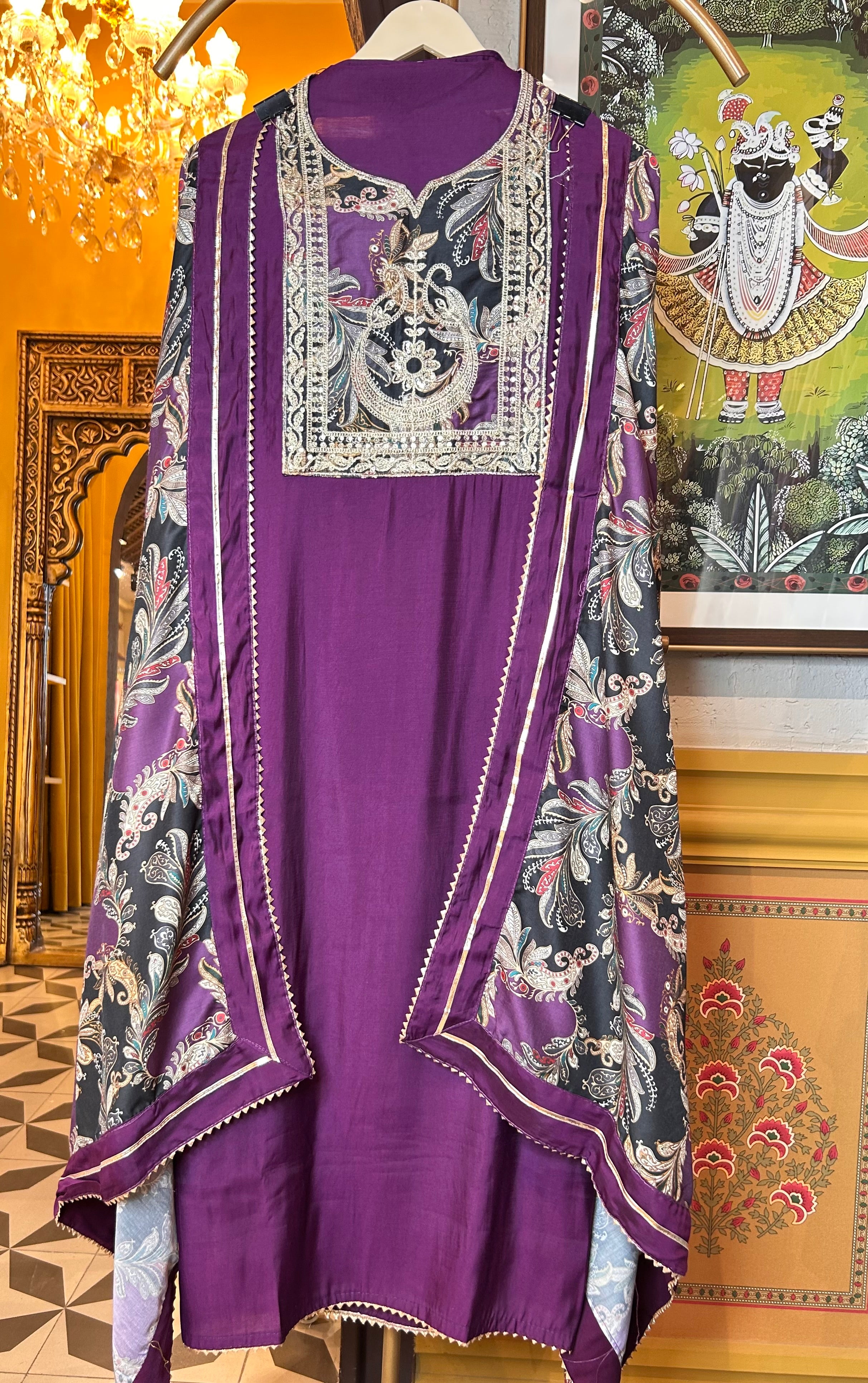 Ilisha Muslin Suit (Purple) ji