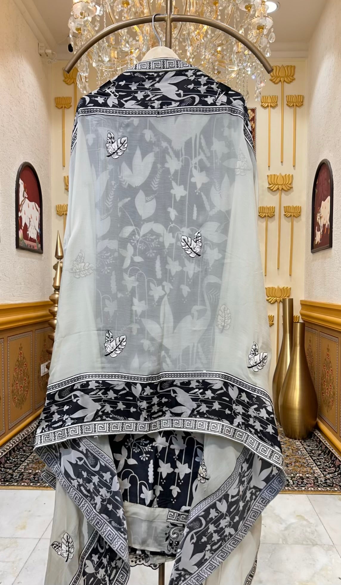 Mehruva Printed Silk Suit (Black)