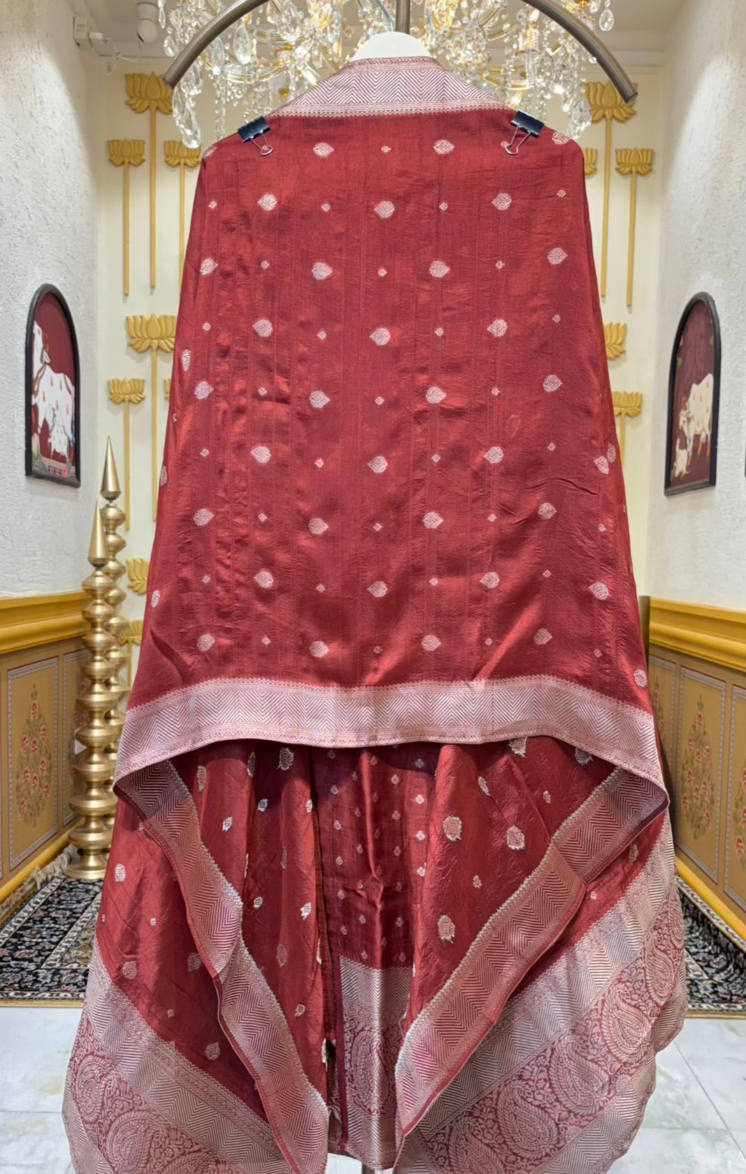 Sarvisha Tussar Banarasi Suit (Rust)