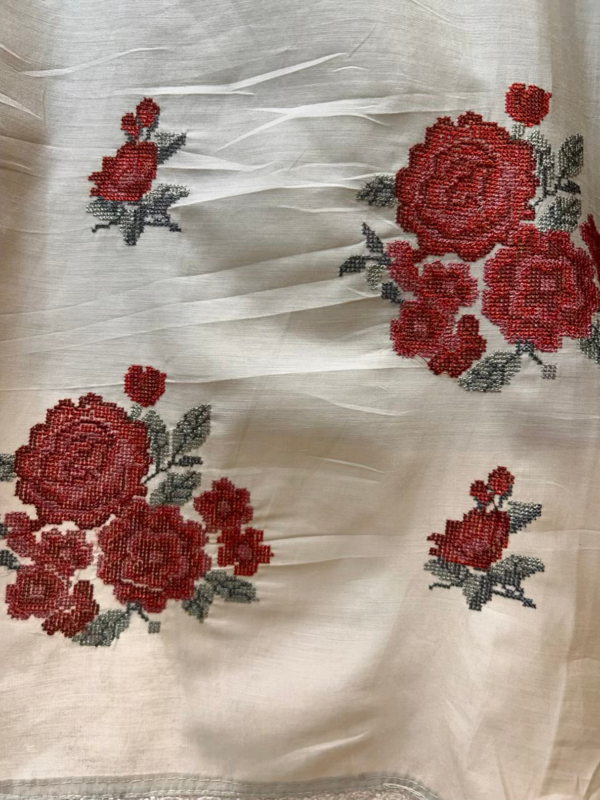 Nayra Resham Cotton Suit (Beige & Rust)