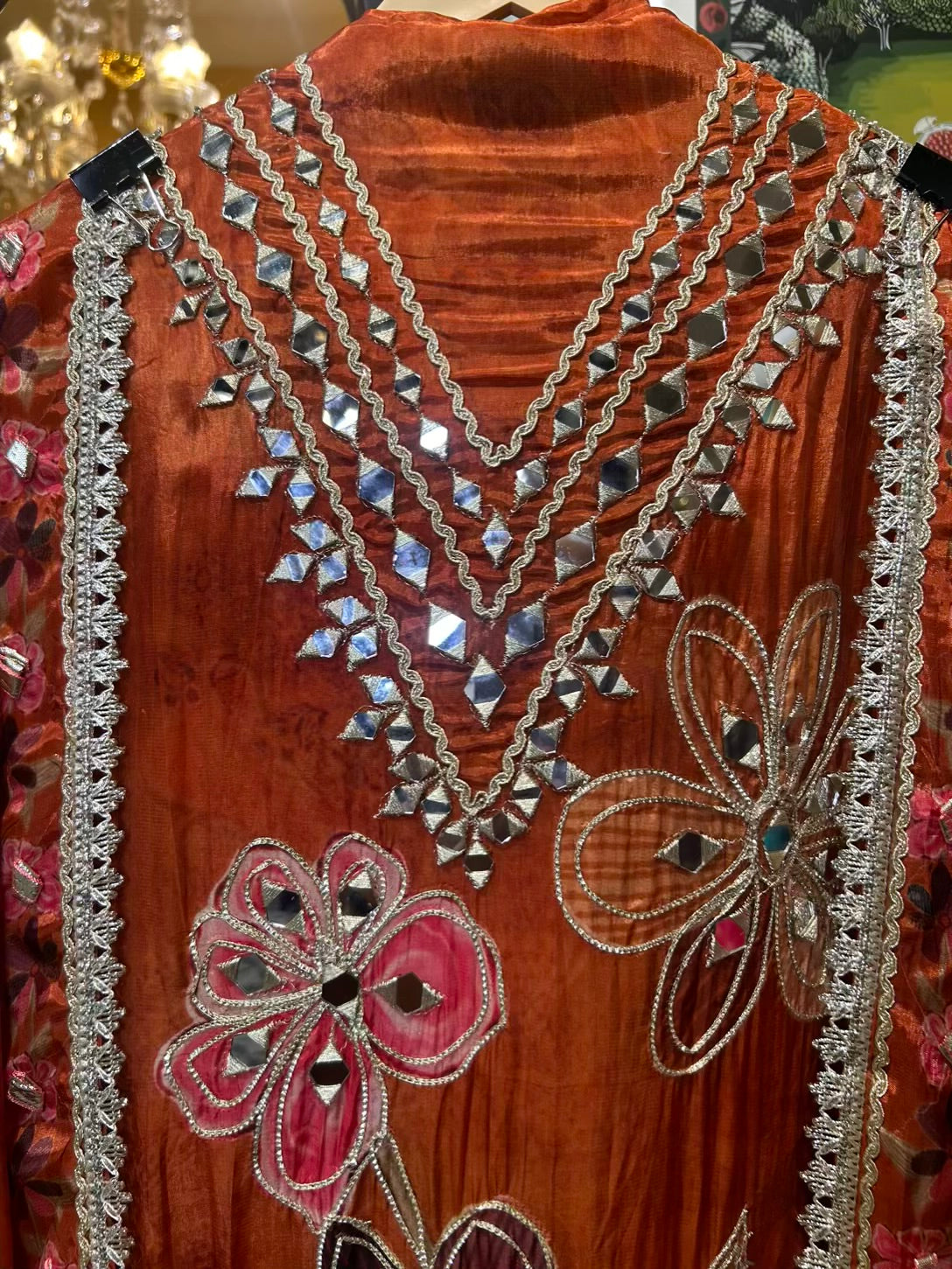 Falisha Organza Suit (Rust)